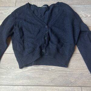 Brandy Melville Blue V-Neck Cropped Cardigan